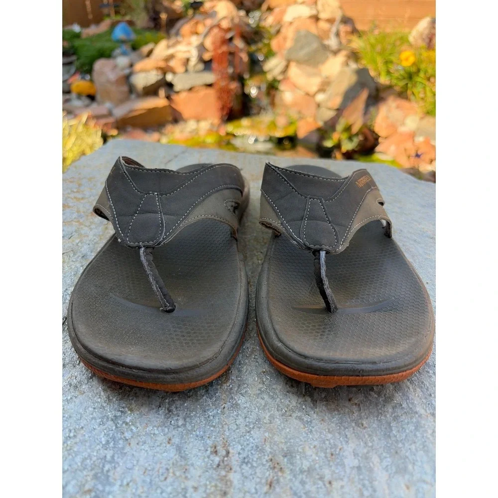 Merrell Mens Air Cushion Thong Sandals Brown Flip Flops Size 10 Outdoor Casual